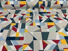 RAE Fabric Tooty Fruity Retro  Blue Yellow Red Cotton Curtain Roman Blind Craft