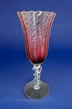 Vintage Empoli Large 32cm Pink Art Glass Vase Barley Twist Stem