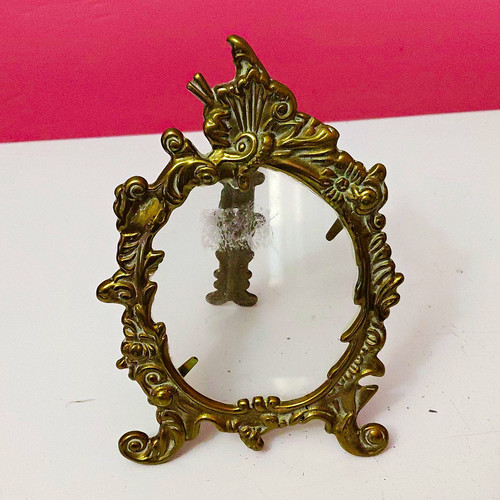 Ornate gold oval metal photo - ornate,