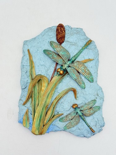 Textured dragonfly cattails - dragonfly,