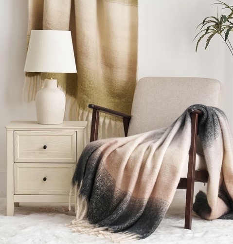 Luxury ombre faux - mohair, throw