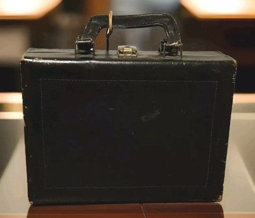 Black faux leather - , mid-century
