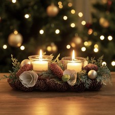 Tealight Candle Holder Decoration Christmas Table Centrepiece Votive Xmas Glass