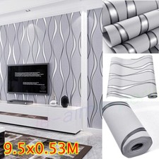 3D Damask Sliver Wave Wallpaper Silver Grey Wall Paper Roll Home Room Wall Decor