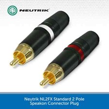 2x Neutrik RCA Phono Plugs Gold Plated REAN Connectors Red/White NYS373 Cable