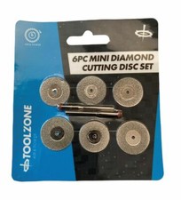 6Pce Mini Diamond Cutting Disc Set 20mm & 22mm With Mandrel Shank Cut Cutting