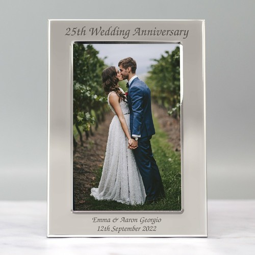 Personalised silver 4x6 25th - silver,
