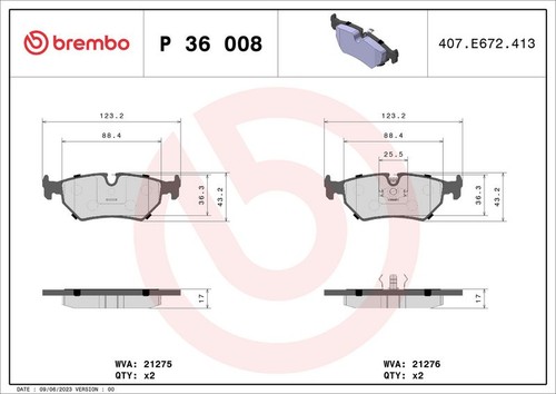 Brembo brake pad set - pad, rear
