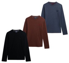 Superdry Long Sleeve Crew Neck T-Shirt Vintage Logo Top Black Blue Red