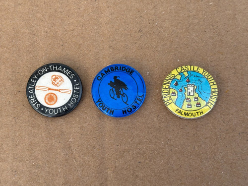 Vintage youth hostel button - hostel,