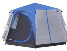 Coleman 8 Man 1 Room Octagon Dome Glamping Tent - Blue/White