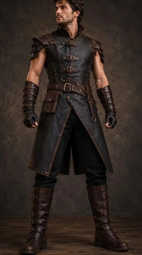 Men leather vest - leather,