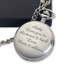 Personalised Mens Pocket Watch Laser Engraved Any Text for Son Dad Husband Uncle