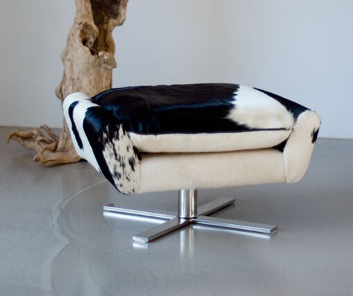 Cowhide footstool stool - cowhide,