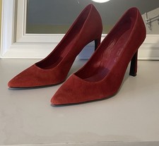 Next Red Suede High Pointed Heels Leather Collection UK Size 7 Unique Style