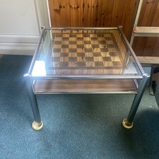 House Clearance Chrome and glass chess/drafts coffee table