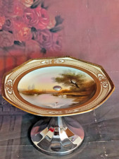 Noritake Swan Lake Cake Server with Silver Plated Stand – Handpainted & Gilded