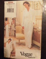 VOGUE 90s Sewing Pattern 9346 BATH ROBE, LONG NIGHTGOWN, DRESSING GOWN 6-8-10