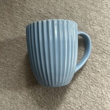 John  Lewis Stoneware Blue Ribbed Mug New