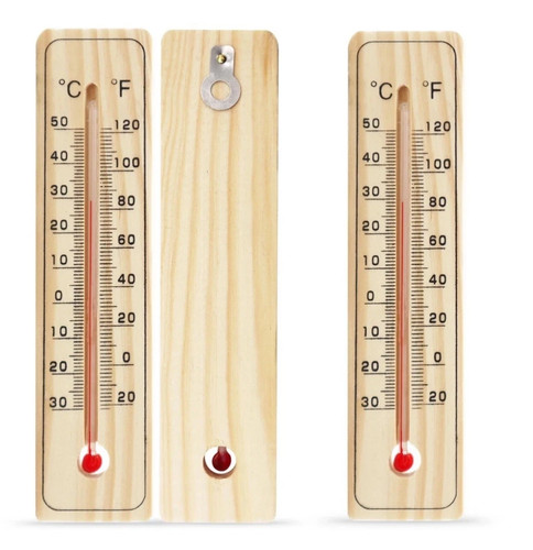 Wooden wall thermometer indoor - thermometer,