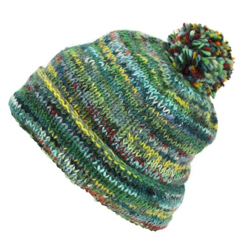 Chunky wool knit beanie bobble - wool,