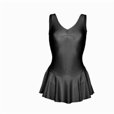 Kids Shiny Nylon Sleeveless Dance Ballet Gymnasts Leotard with skirt Girls