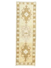 Turkish Oushak Runner Rug 1.11x5.11 ft – Camel, Blush, Cream – Hallway, Bathroom