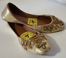 Pakistani Women Embellished Padded Khussa Shoes Pumps Gold Size 4/37