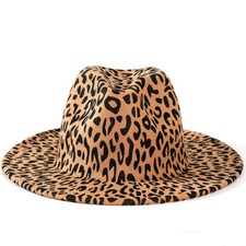 Fedora Hats Leopard Print Hat Festival Men Women Wide Brim Hats Sun Shade Caps 
