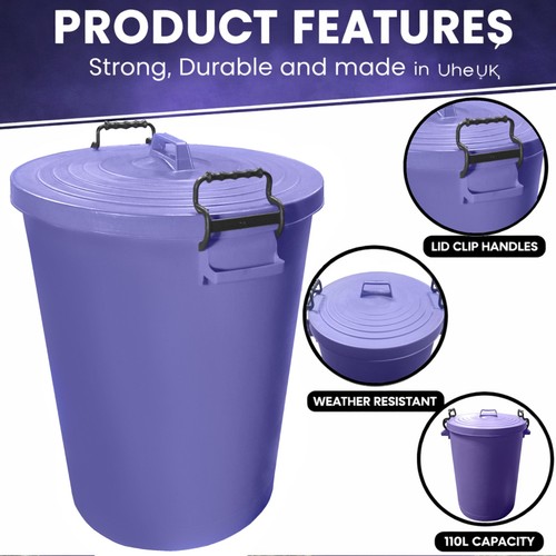 Large 110l purple plastic bin - large,