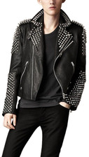 Men's Black Biker Slim Fit