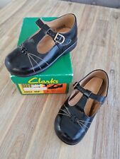 Clarks Vintage Katy Black Leather Baby Toddler Dolls Shoes Size 24 boxed