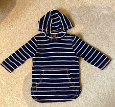 Size 3-4 Years Towelling Hoodie Robe Beach Swim Navy Striped