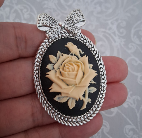 Large rose cameo brooch big - large, brooch/big