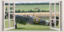 Spitfire Plane World War Fathers Day 3D Effect Window Canvas Picture Wall Prints