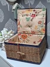 Old Vintage Woven Sewing Basket