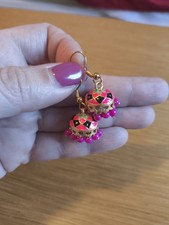 Meenakari Indian Jhumka Jhumki Earrings Pink Black