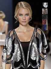 Sequin Shawl ,Cape Sheer Lace Shrug Bolero Shawl Evening Cardigan Black/Silver