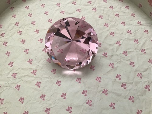 Pink glass crystal paperweight - crystal,