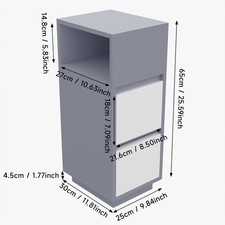 Slim Narrow Cabinet Bedside Table Bedroom Nightstand with Open Shelf & Drawer