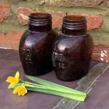 Vintage Collection 2 Large Antique Oxo Amber Glass Home Décor Jars