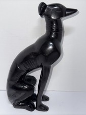 Sitting Greyhound / Whippet Dog Figure Black Metal Egyptian Looking Free Ship