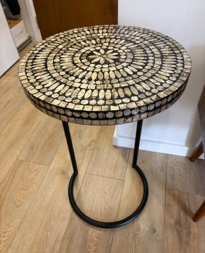Round mosaic top metal side - round,