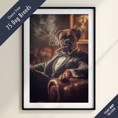 Funny dog smoking cigar - funny, print