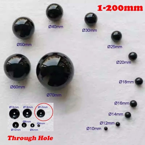 Black round glass beads - glass,