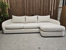 Designer Large RHF Curved Corner Chaise Sofa In Natural Soft Fabric 