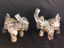 Vintage "Collage Collection" Safari Patchwork Elephants Pair Collectible VGC