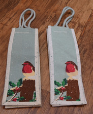 2 x Waitrose Christmas Xmas scene robin jute bottle gift bag bags Rare