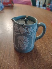 Antique DUDSON Jasperware Lidded Jug GRAPES HOPS WHEAT C1900 Victorian 8cm