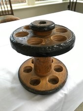 Antique wooden bobbin egg rack